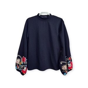 Embroidered Black Women's Top